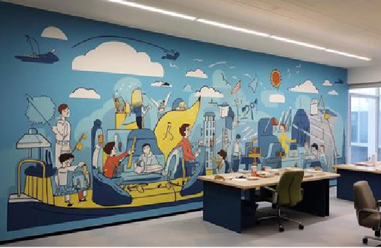  鄢陵办公室墙绘的特点。